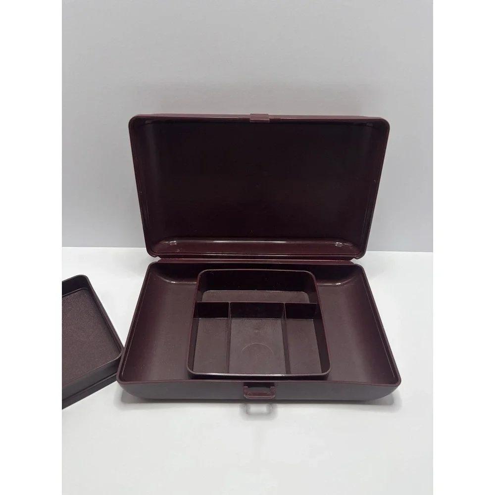 VTG Tupperware Brown Personal Travel Makeup Case Tuppercraft Personal‎ Valet
